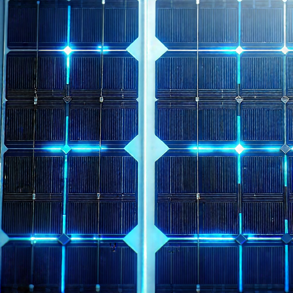 Solar Panel With Blue Light Glow With Large Solar