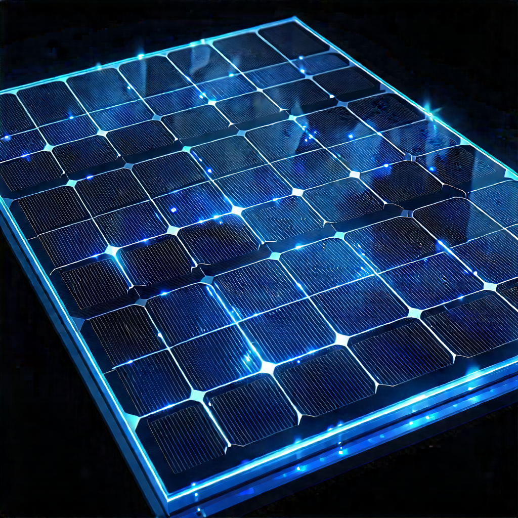Solar Panel With Holographic Projection With Blue Light