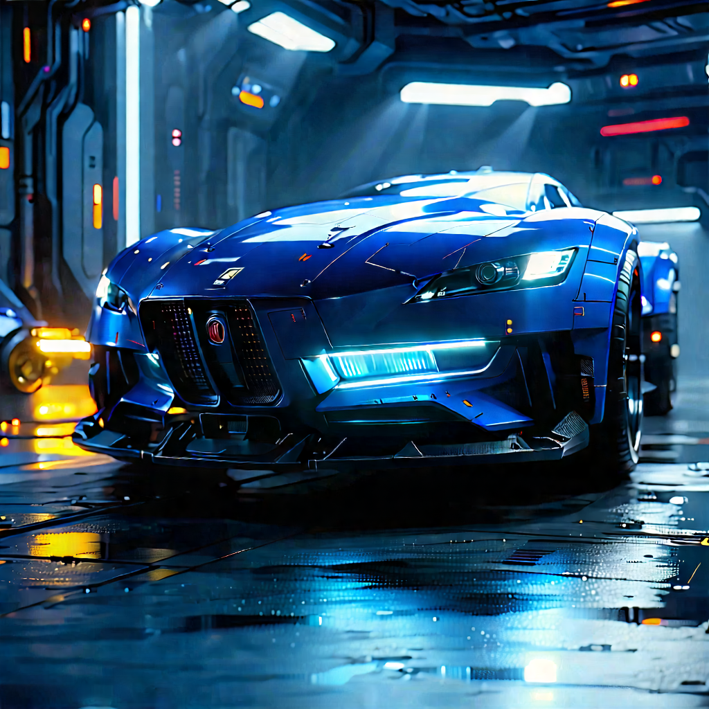 Automotive Technology In Tech Office With Futuristic City