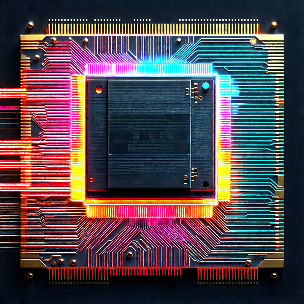 Microchip with neon accents