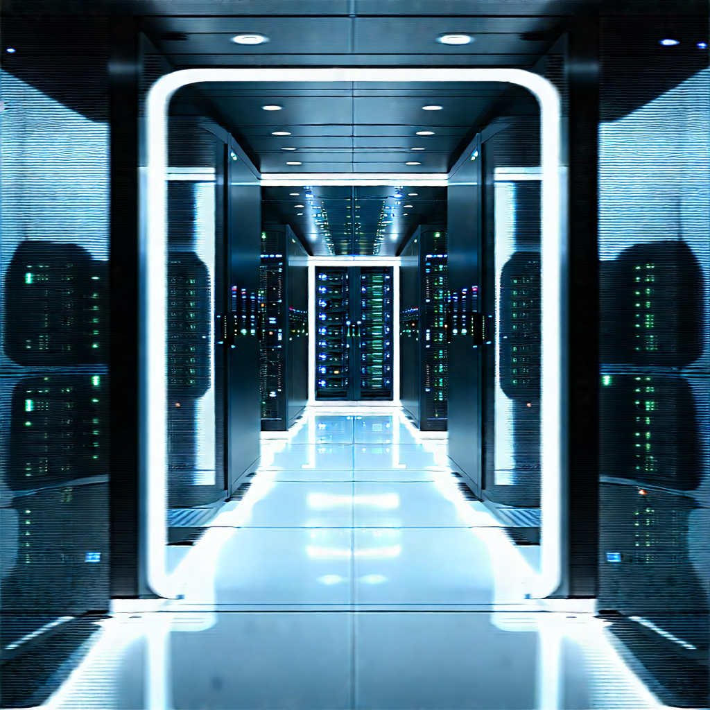 (futuristic:1.18) Server Room With Image, There