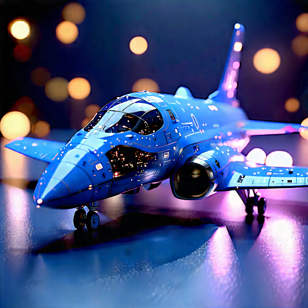 Aerospace Technology In (design:1.45) Studio With Blue Model
