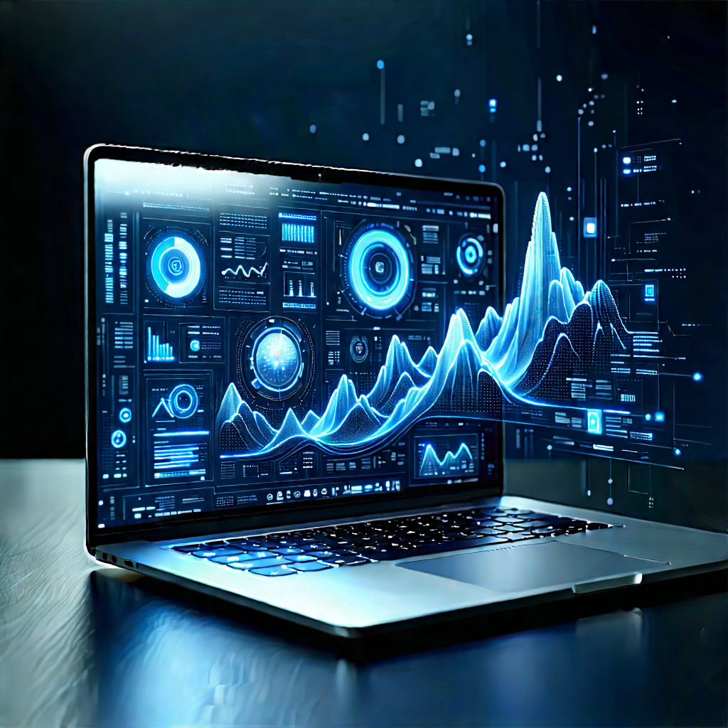 Laptop With Data Visualization With Laptop Computer