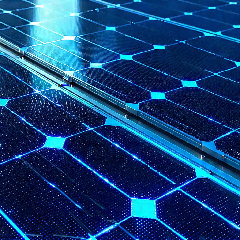 Solar Panel With Blue Light Glow With Large Solar