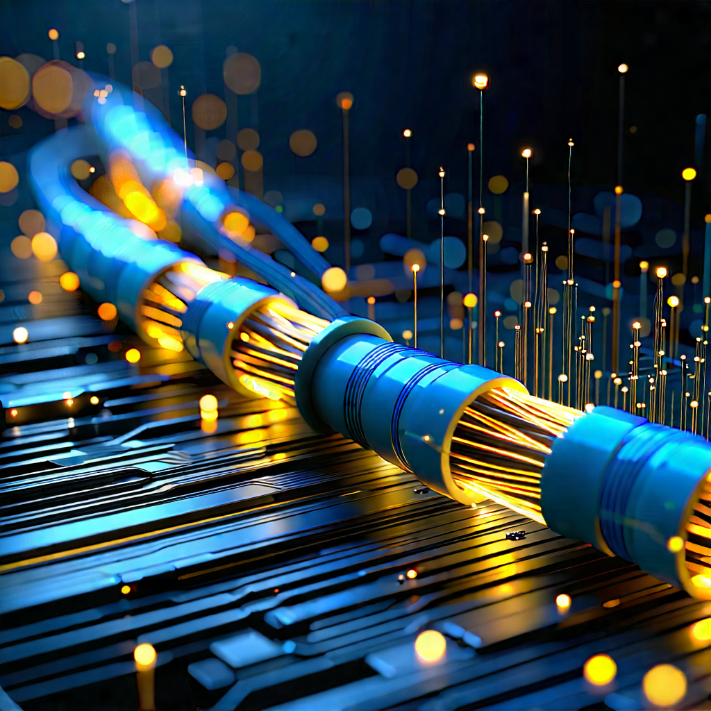 Close-up Of Fiber Optic Cables With Image, There
