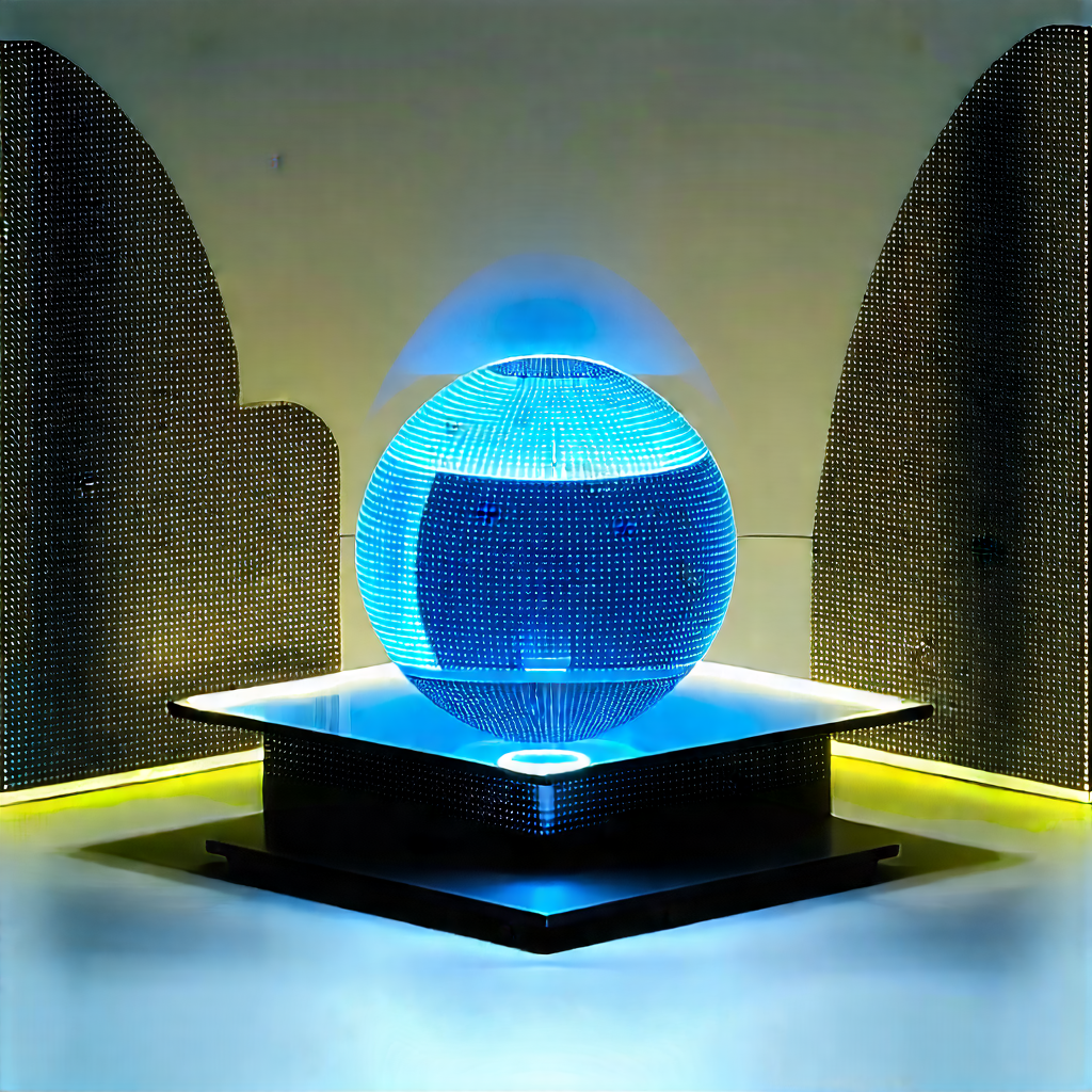 Financial Technology In Research Center With Large Blue