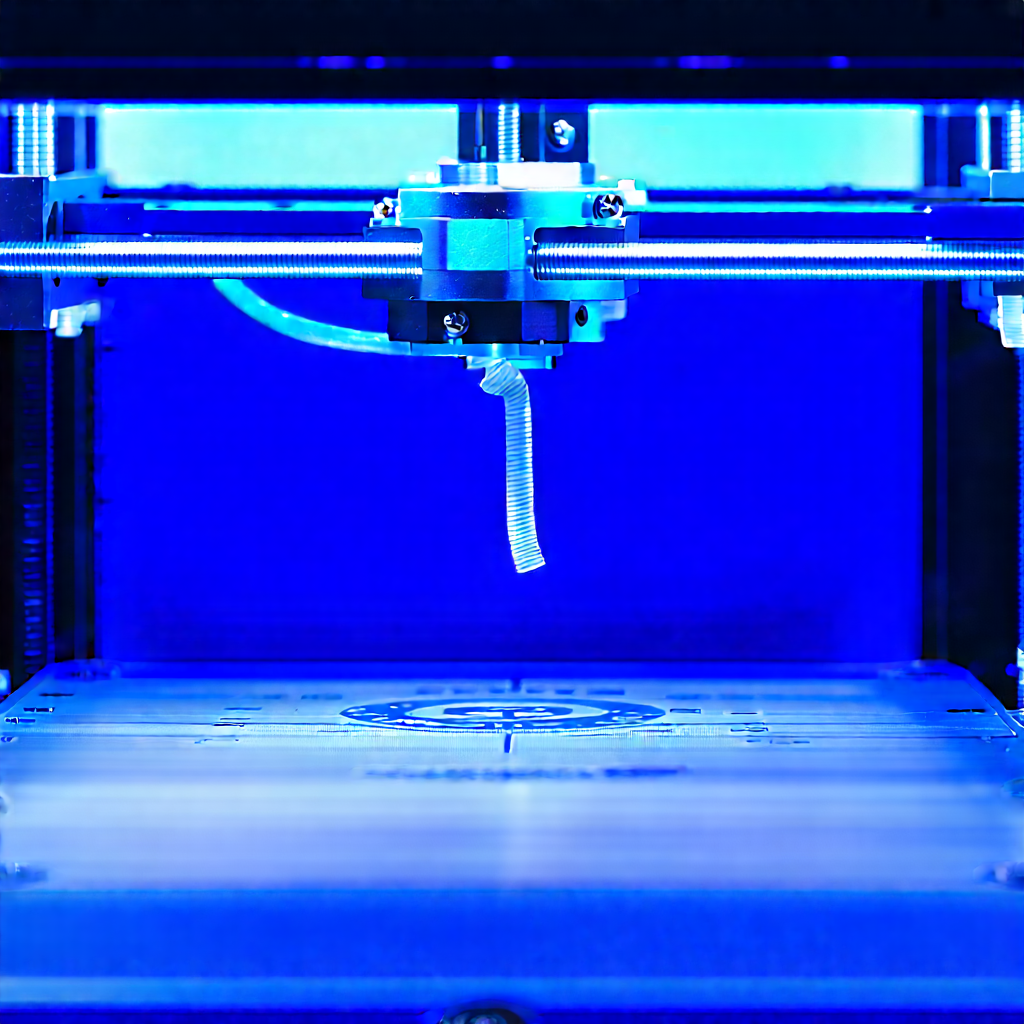 3d Printer With Blue Light Glow With Blue Printer