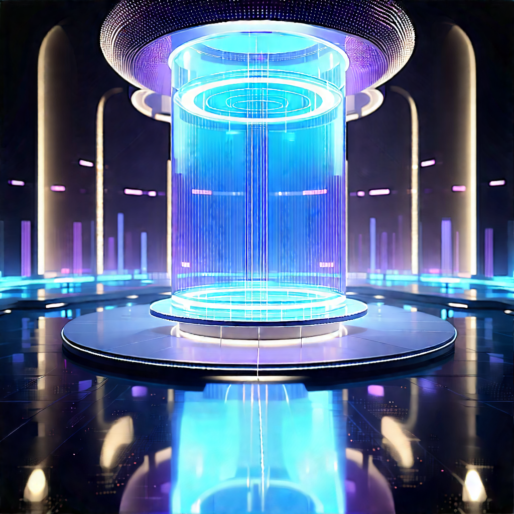 (futuristic:1.43) Innovation Hub With Large, Blue,