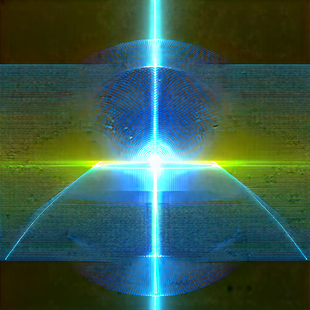 Quantum Computer With Holographic Projection With Close-up Blue
