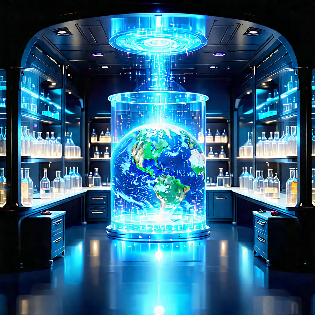Futuristic Research Laboratory With Large, Blue