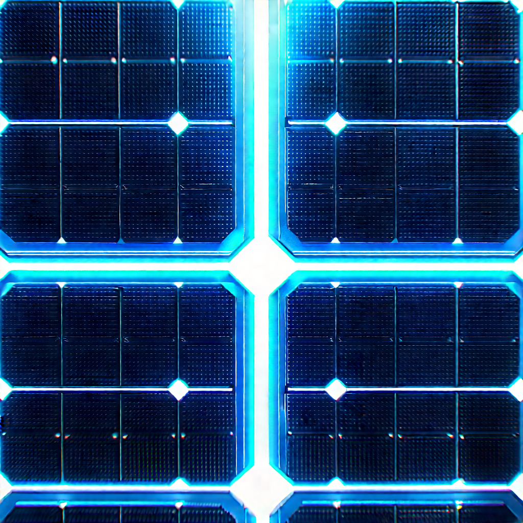 Solar Panel With Blue Light Glow With Large Solar