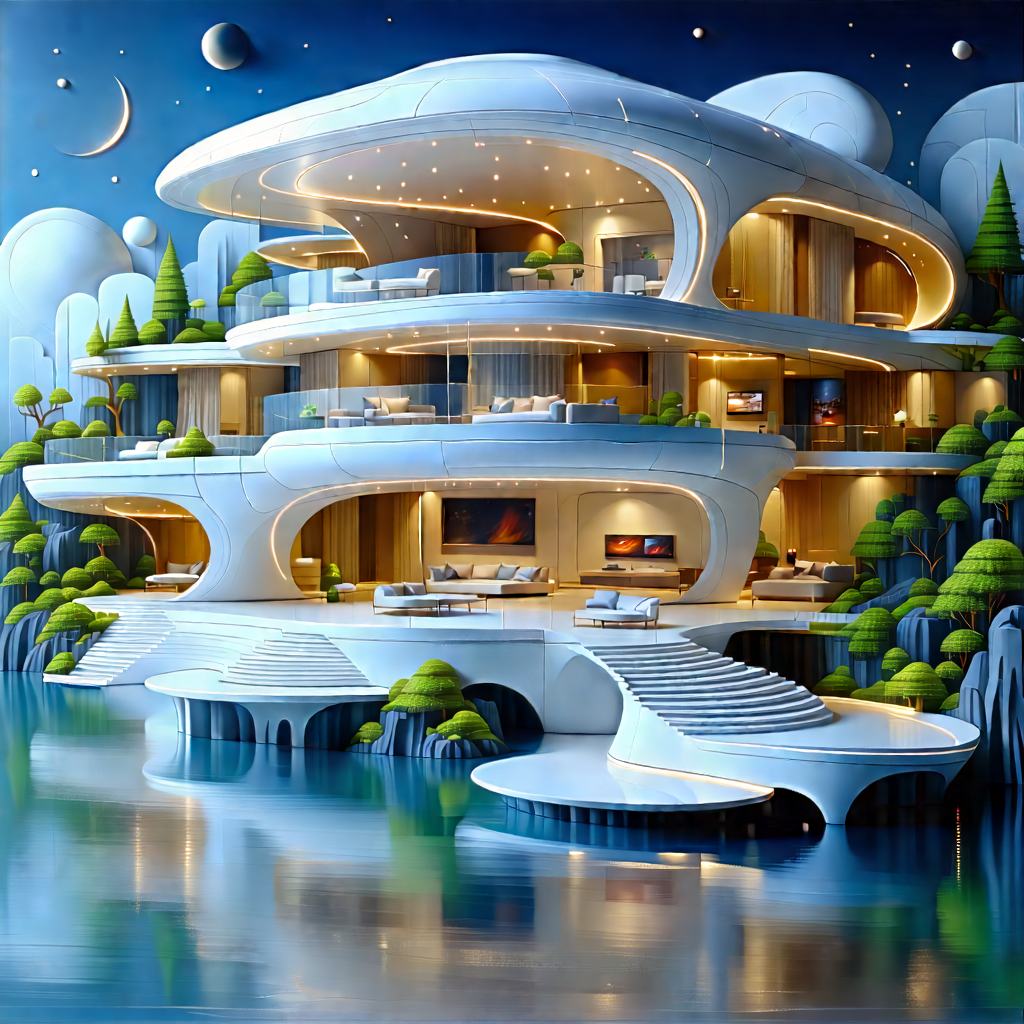 Futuristic Smart Home With Painting, There