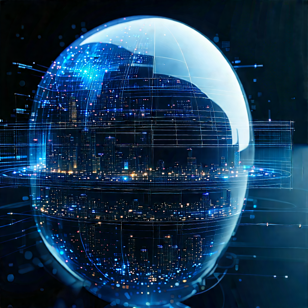 Artificial Intelligence Visualization With Large, Blue,