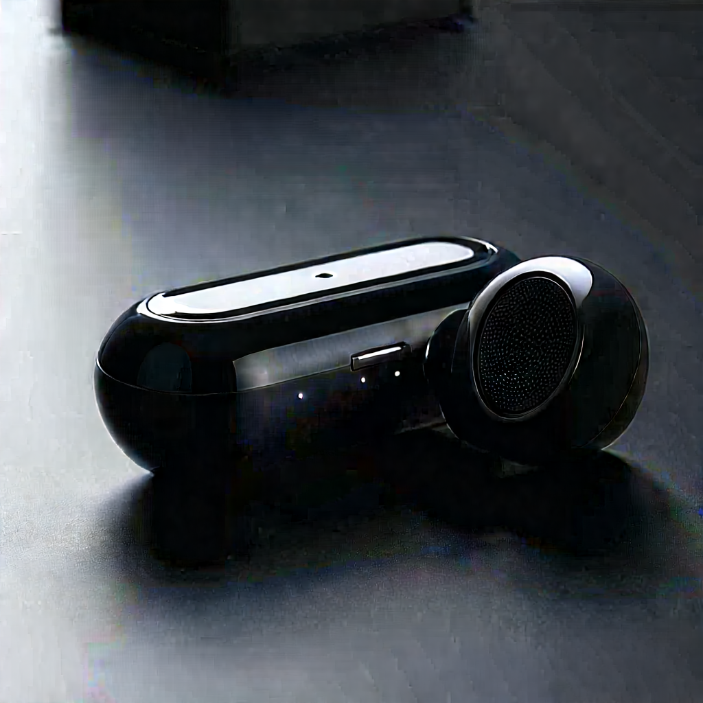 Wireless Earbuds With User Interface With Black Silver