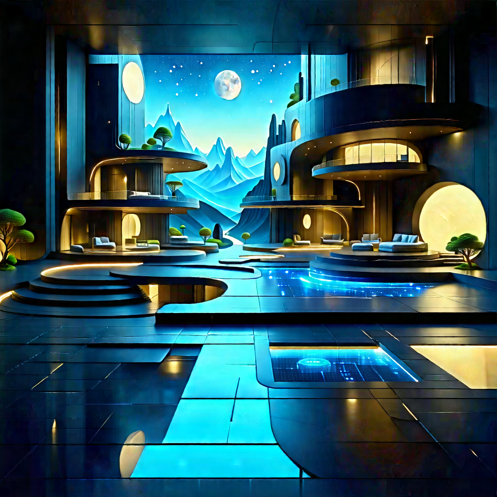Futuristic Smart Home With Futuristic Scene,