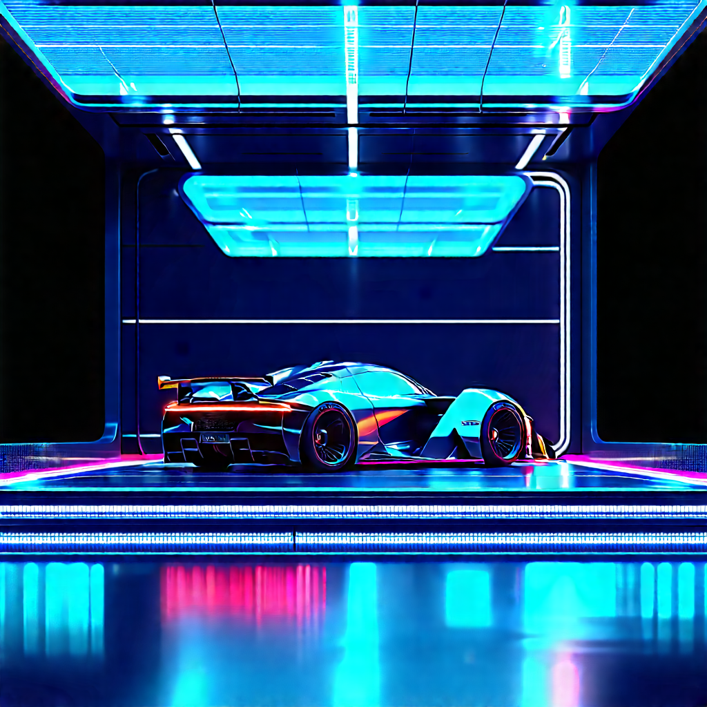 Automotive Technology In Modern Laboratory With Futuristic Race