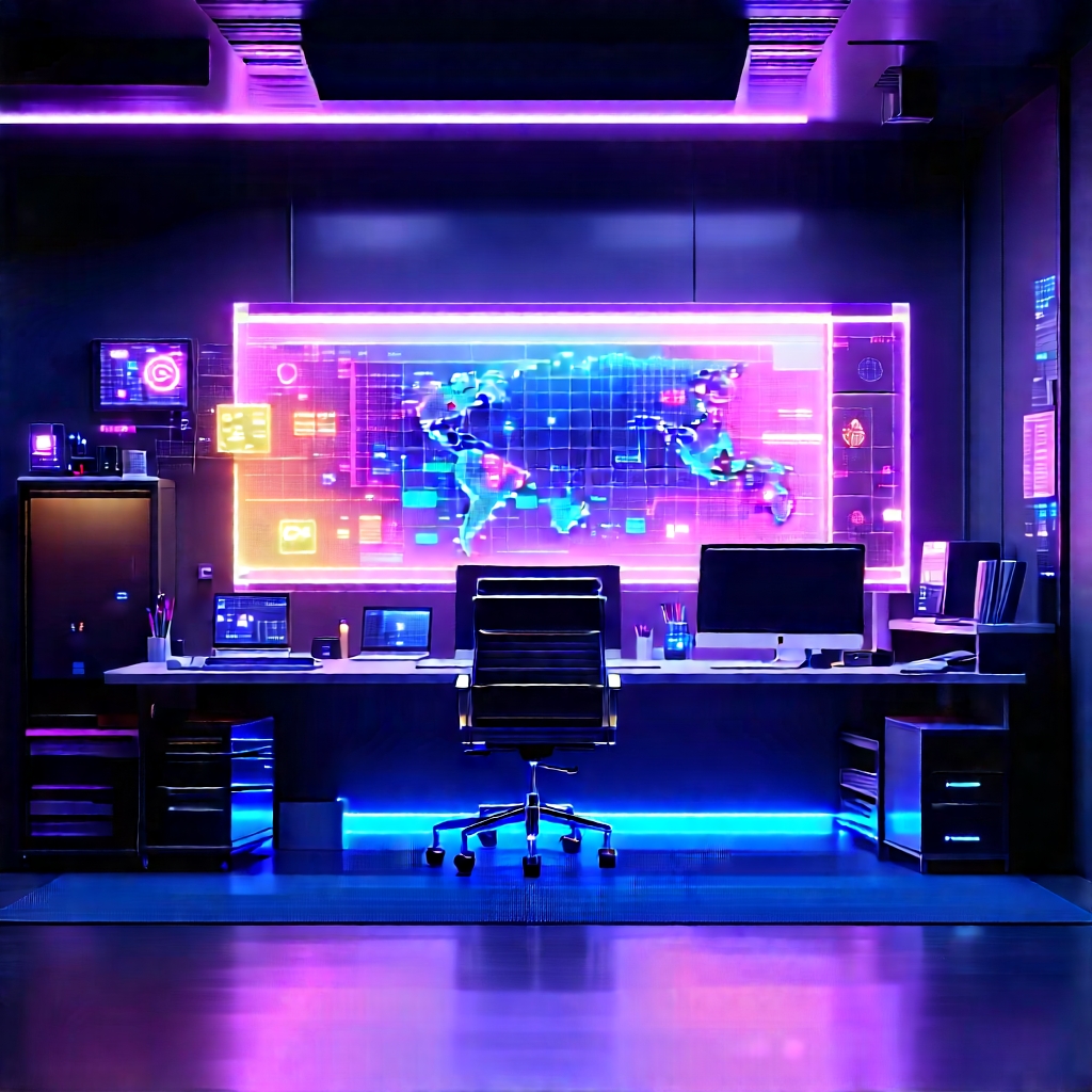 Futuristic Tech Startup Office With Futuristic Office