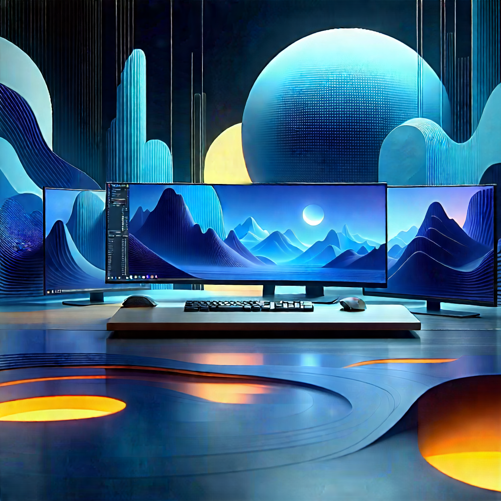 Futuristic (digital:1.16) Workspace With Large Computer