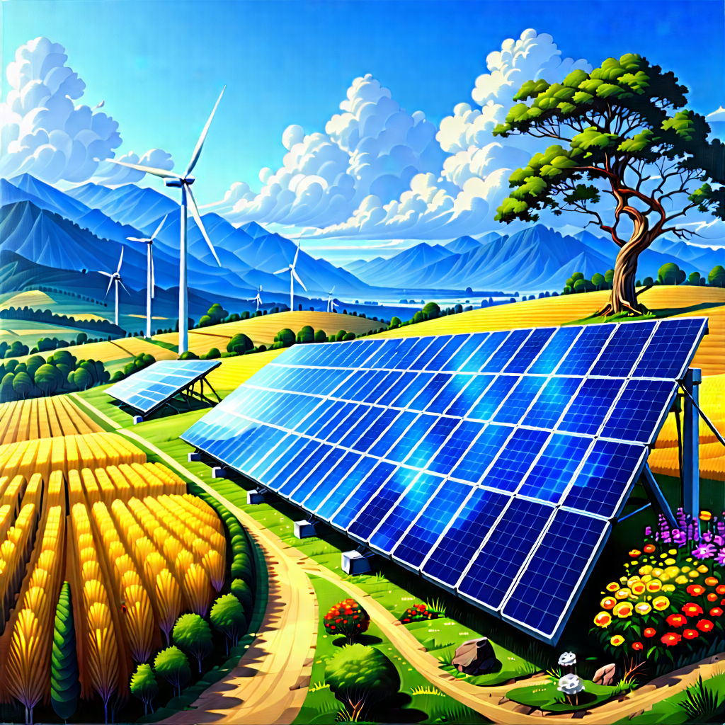 Innovative Renewable Energy (design:1.46) With Painting Farm