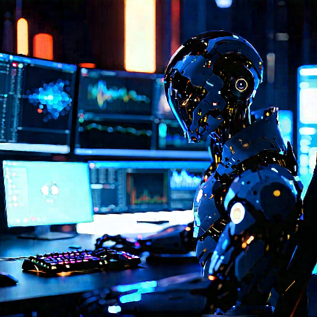Futuristic Digital Workspace With Image