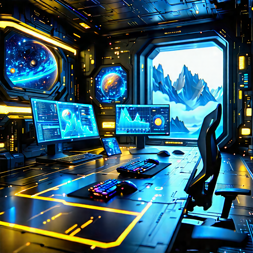Futuristic Digital Workspace With Futuristic Setting,
