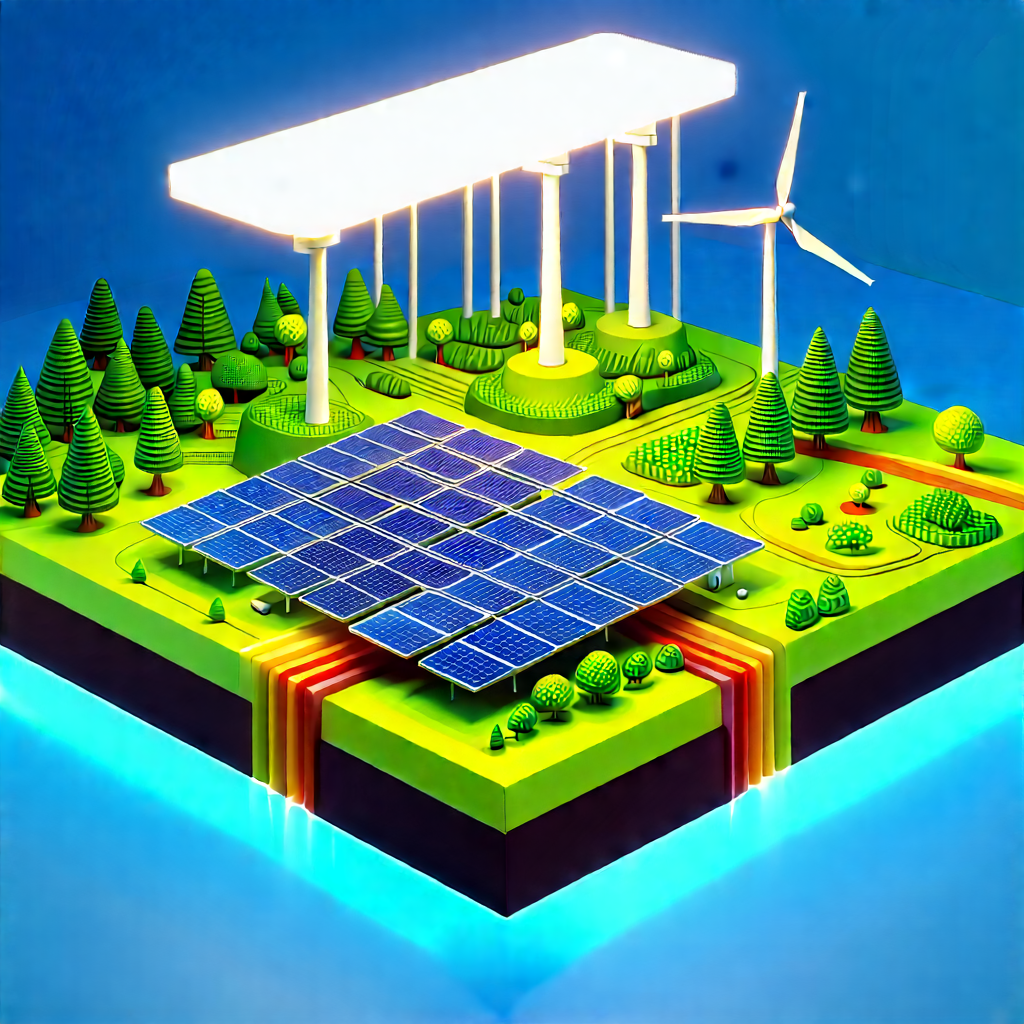 Innovative Renewable Energy Design With Green, Three-dimensional