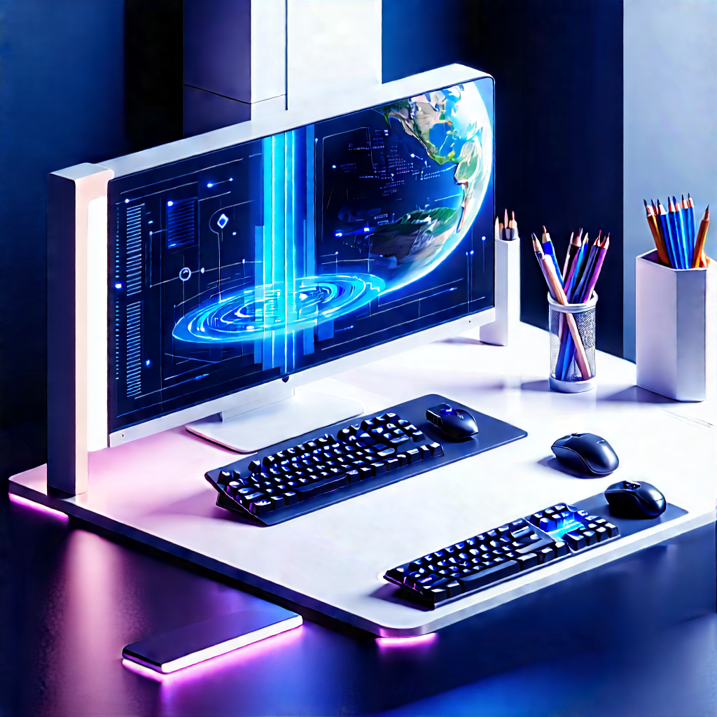 (futuristic:1.13) (digital:1.38) workspace