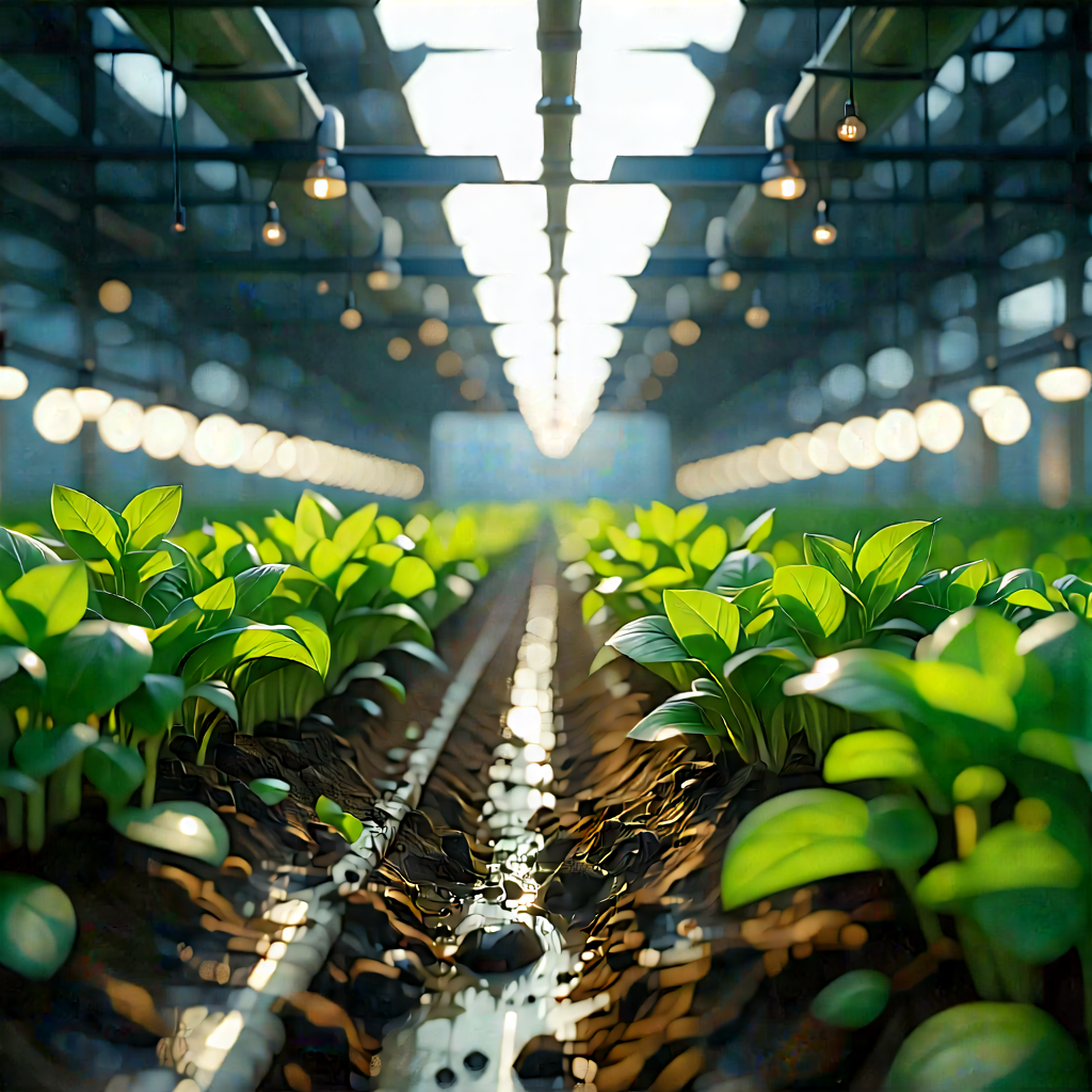 Agricultural Technology In Manufacturing Facility With Large Greenhouse