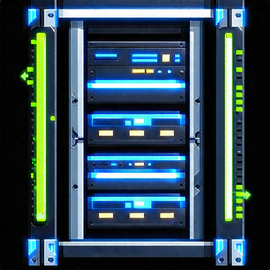 Server rack with neon accents