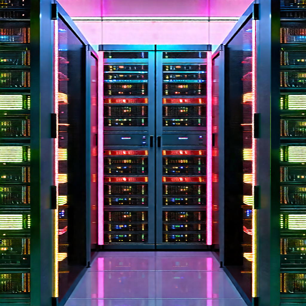 Server rack with neon accents