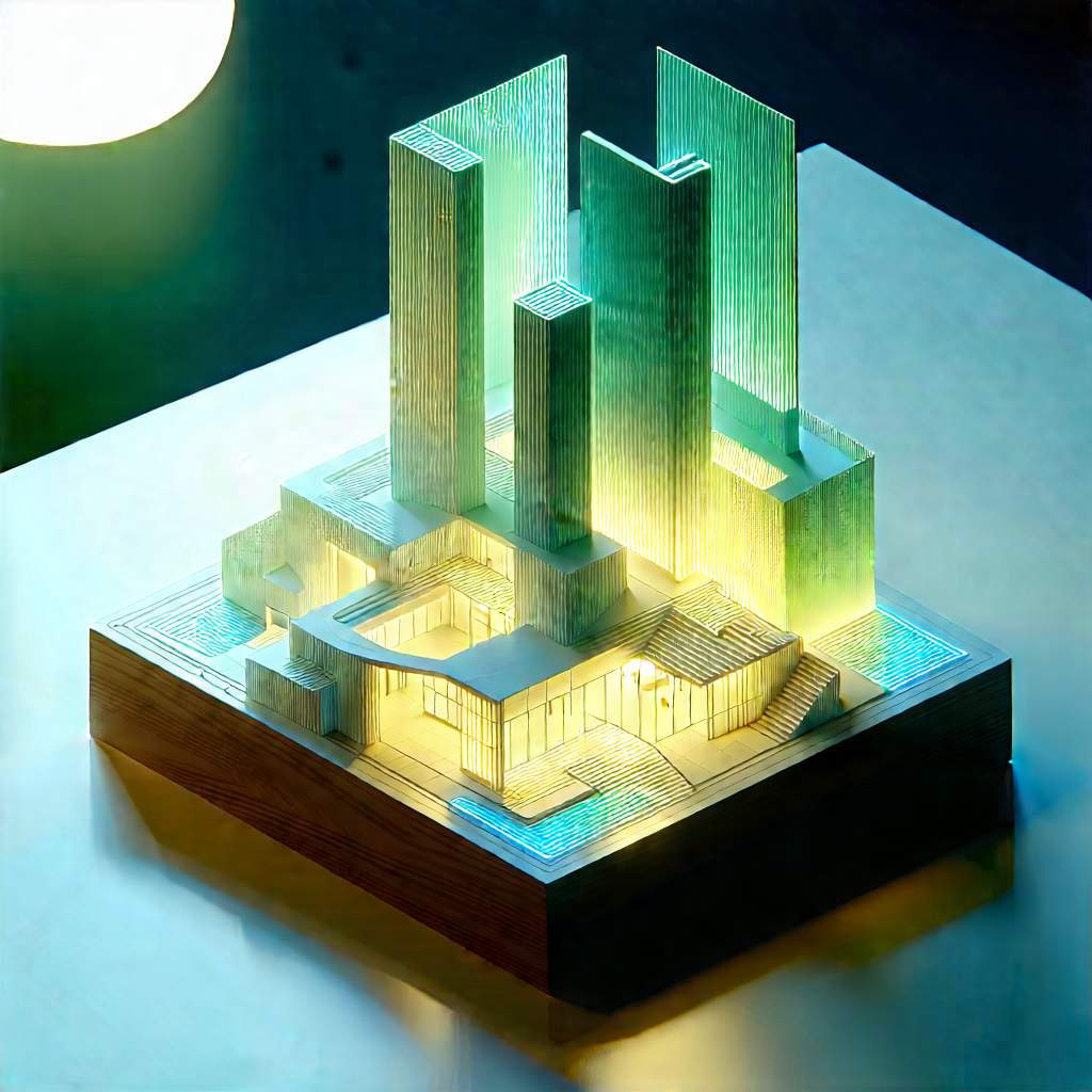 Futuristic Innovation Hub With Model Building,