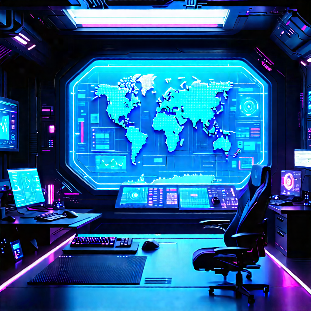 (futuristic:1.12) Tech Startup Office With Futuristic Control