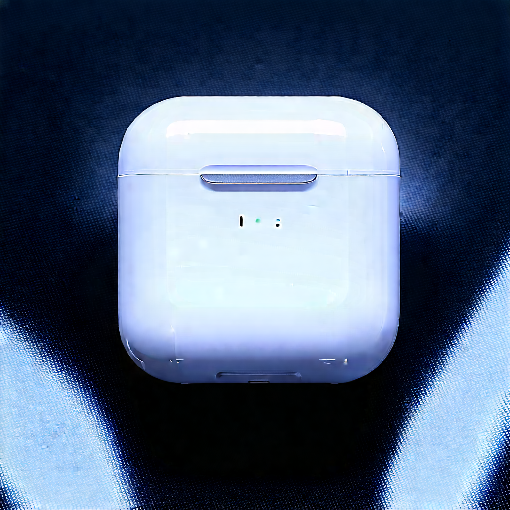 Wireless Earbuds With Glowing Screen With White Apple
