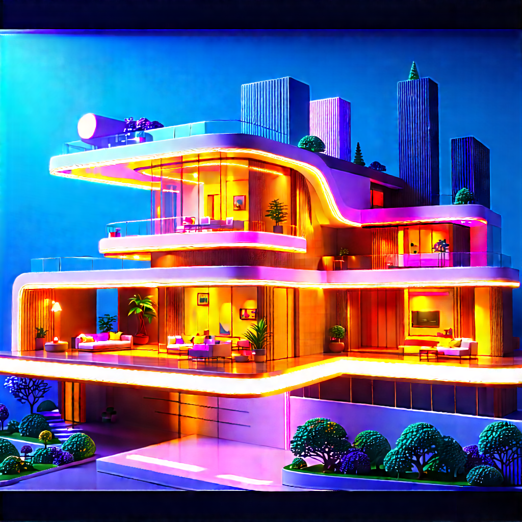 Futuristic Smart Home With Model Large,