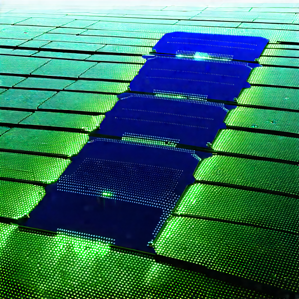 Solar Panel With (digital:1.37) Particles With Green Roof