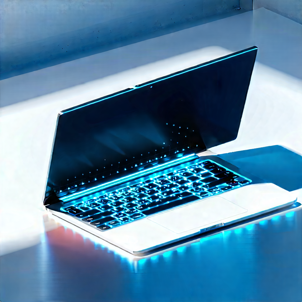 Laptop With Glowing Screen With Laptop Computer