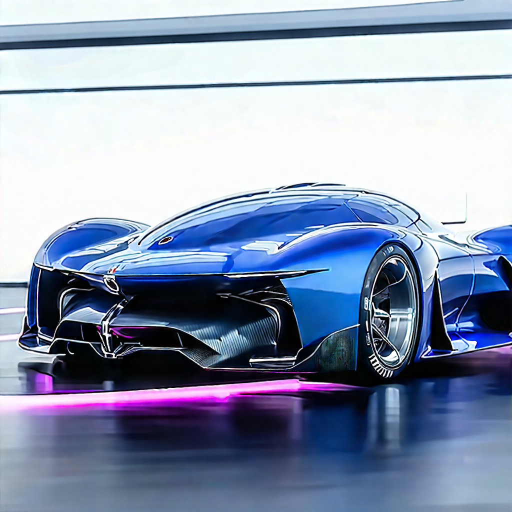 Automotive Technology In Design Studio With Futuristic Blue