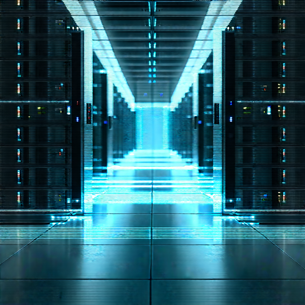 Server Rack With Holographic Projection With Large Computer