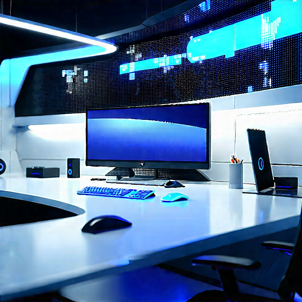 Futuristic Digital Workspace With Image