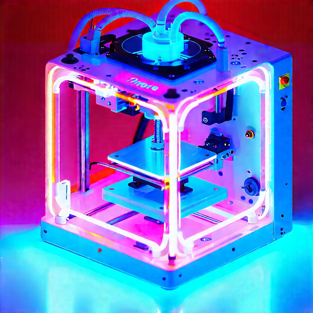 3d printer with neon accents