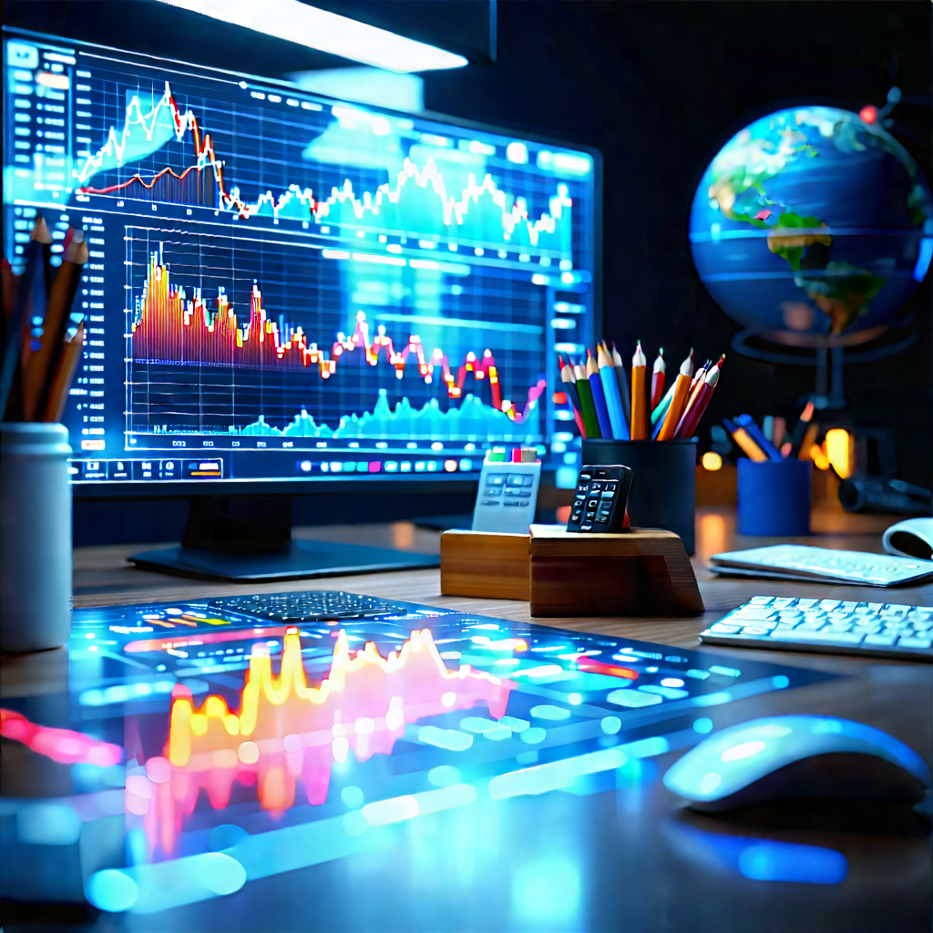 Financial Technology In Design Studio With Desk Computer