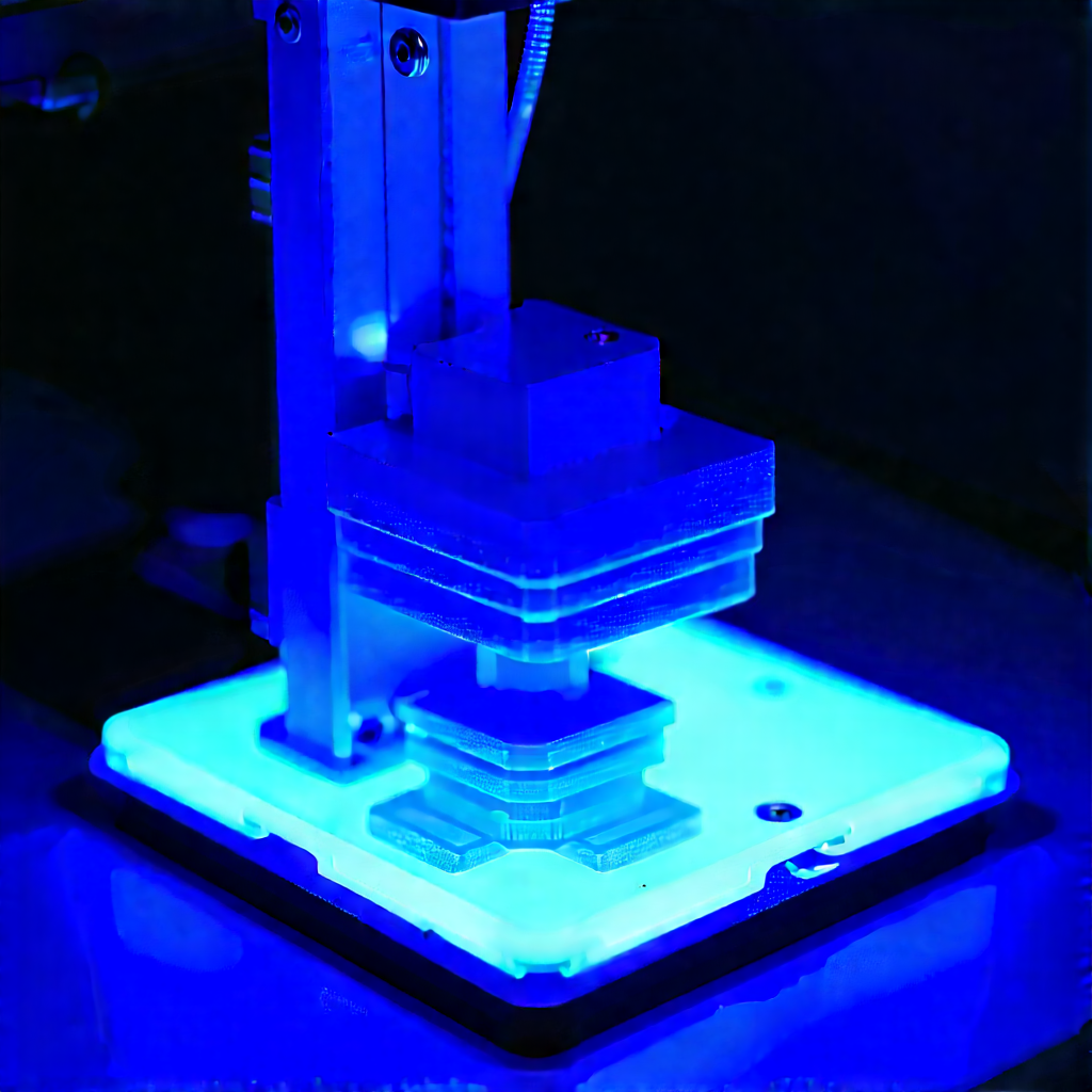 3d Printer With Blue Light (glow:1.15) With Blue Plastic