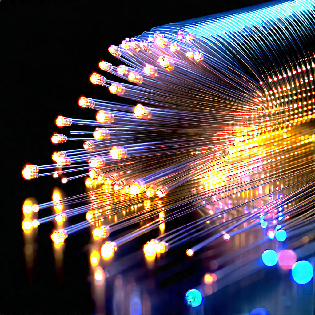 Close-up Of Fiber Optic Cables With Close-up Large