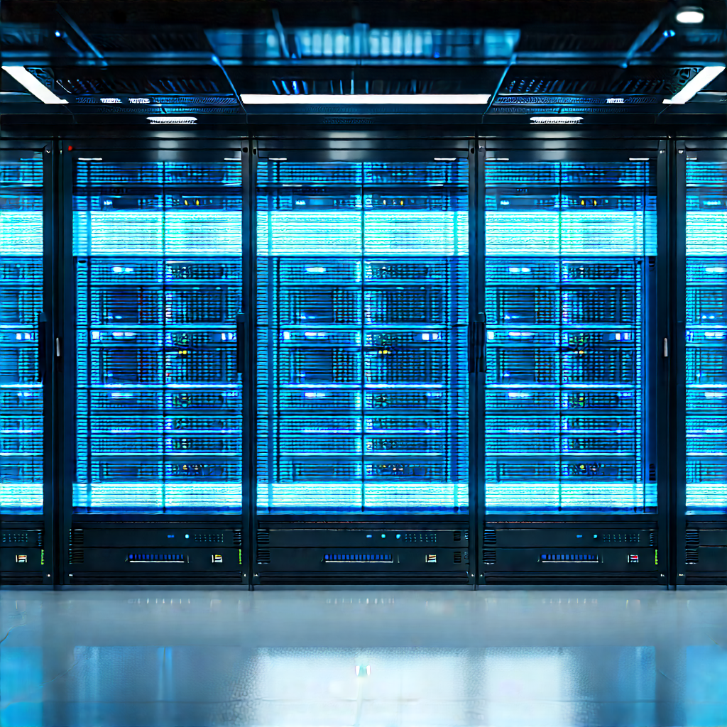 Futuristic Server Room With Large Computer