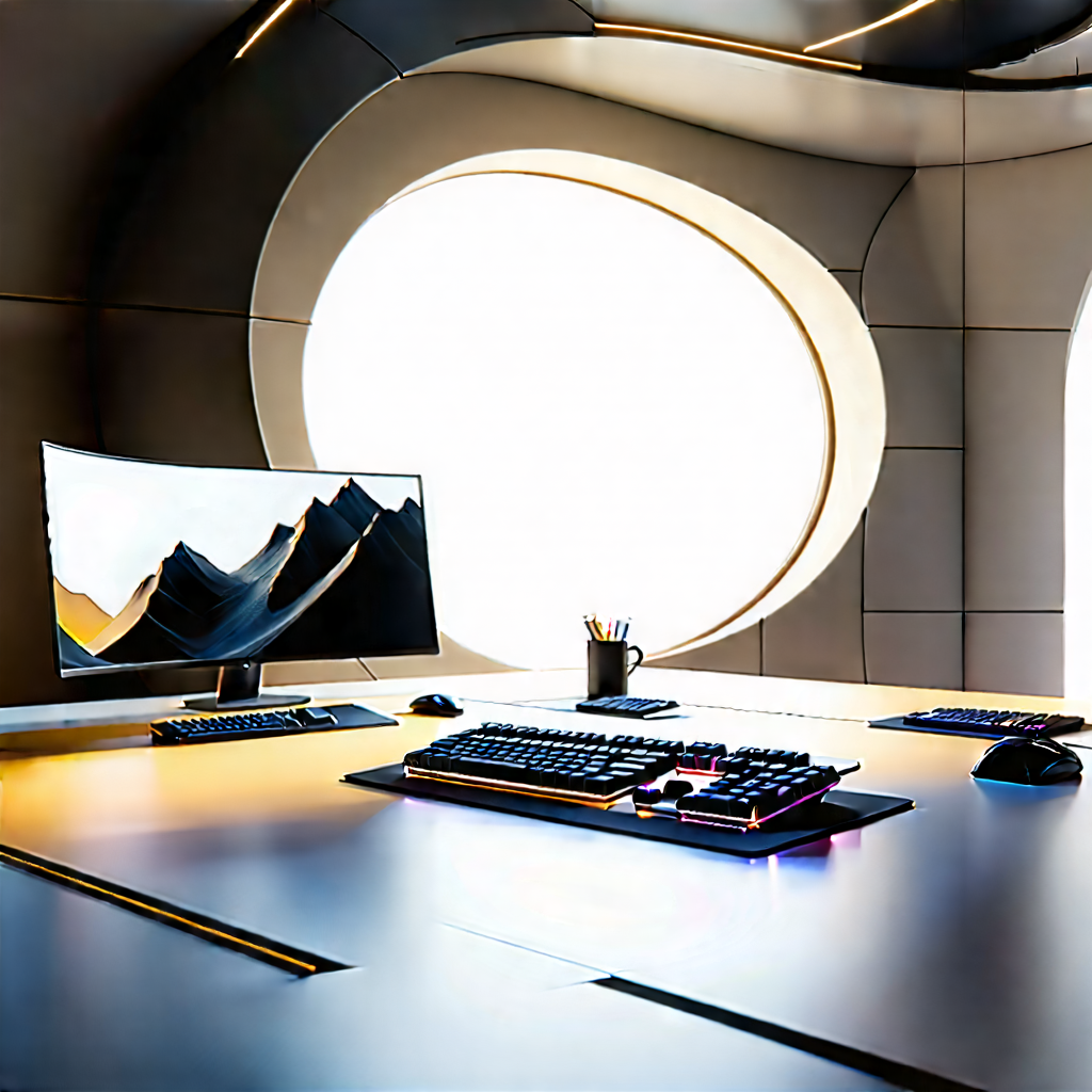 Futuristic Digital Workspace With Large, Modern