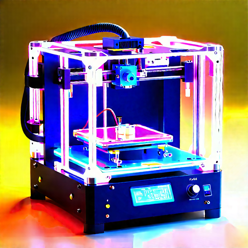 3d printer with neon accents