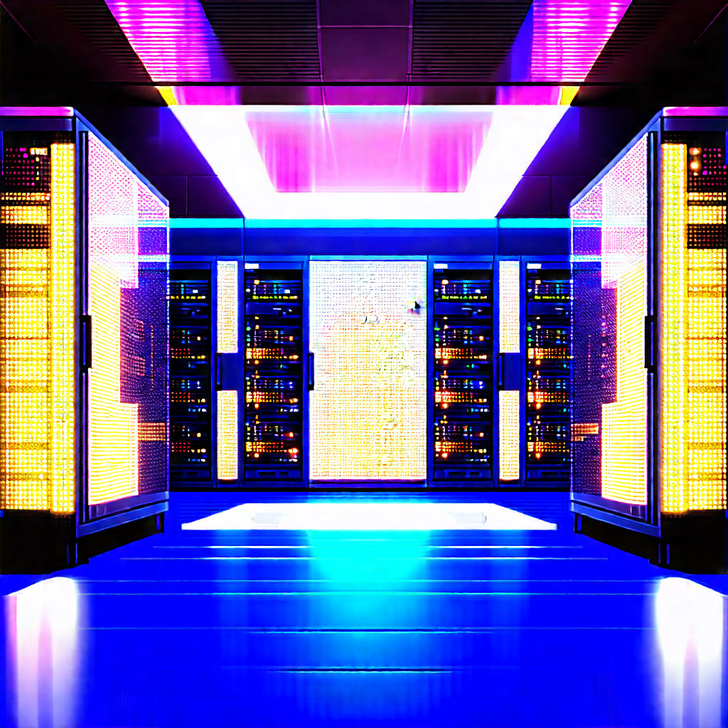(futuristic:1.12) Server Room With Image, There