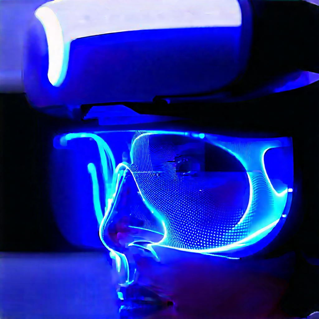 Vr headset with glowing screen