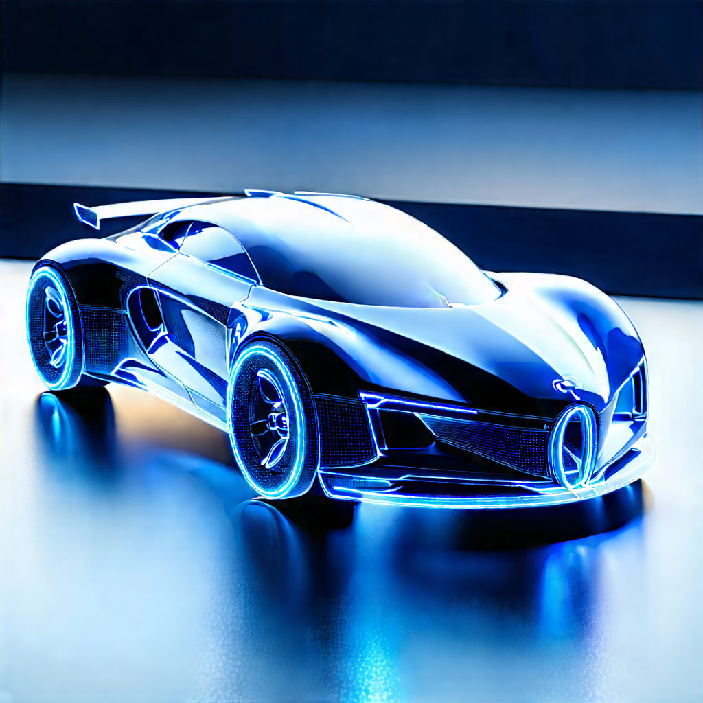 Automotive Technology In (design:1.33) Studio With Blue Sports