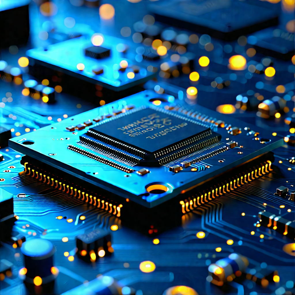 Close-up Of Electronic Circuit With Close-up Computer